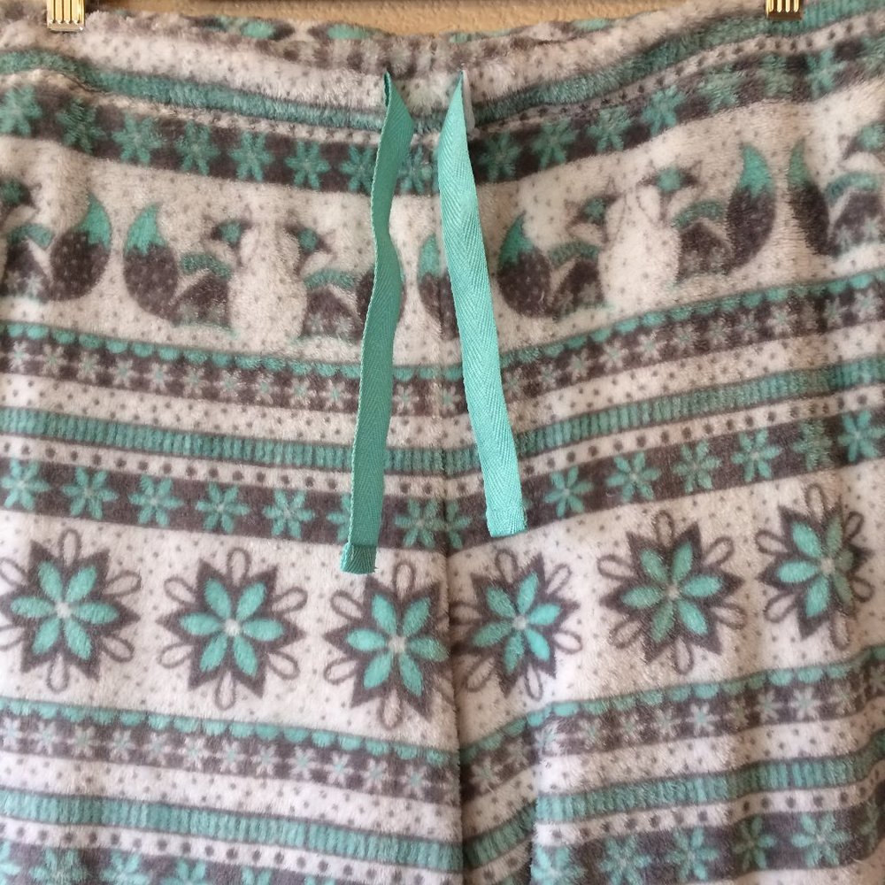 Pajama Pants XL Snowflake Fox Green Fleece Top Pullover Minky Cozy Lot - Picture 7 of 8